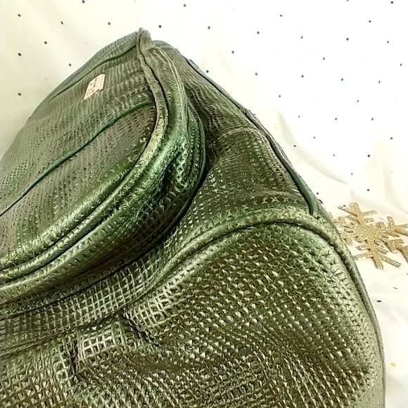 La Gioe Di Toscana By Sharon Gioe Green Leather Satchel Travel Bag - Picture 8 of 16